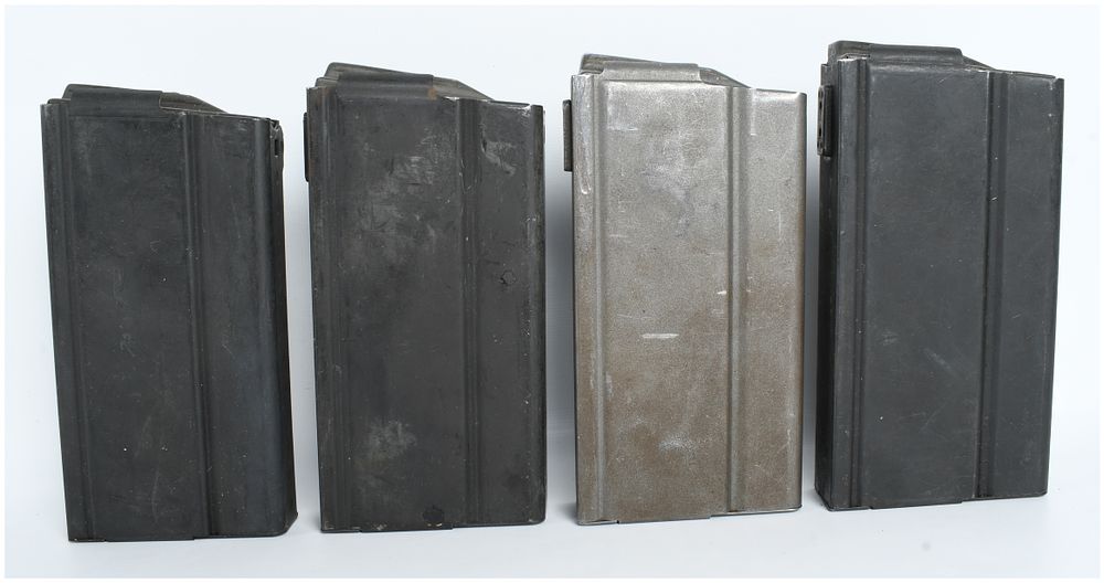 Lot 287: A Lot of Four Springfield Armory and Unmarked M14 M1A 20-Round Box Magazines .308 Winchester