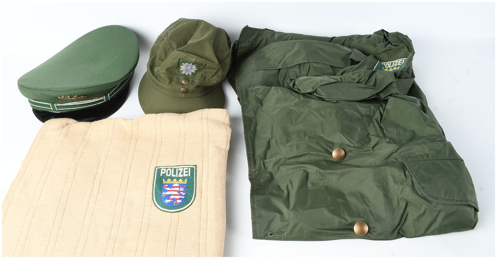 Lot 332: A Group of West German Hesse State Police Uniform Items and Headgear