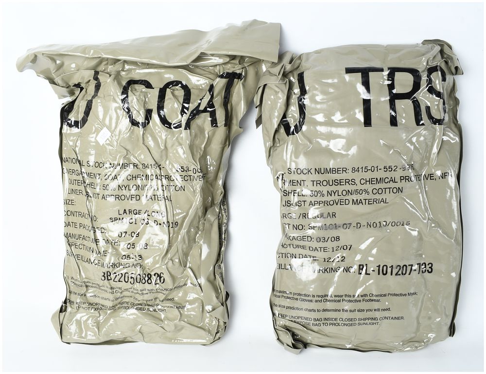 Lot 362: A Pair of US Military JSLIST Chemical Protective Overgarments, Coat and Trousers