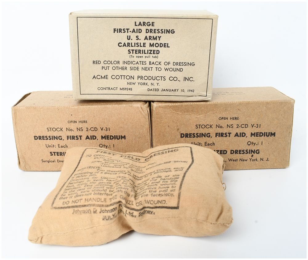 Lot 386: A Group of WWII-Era US Army and Commonwealth Military First-Aid Dressings