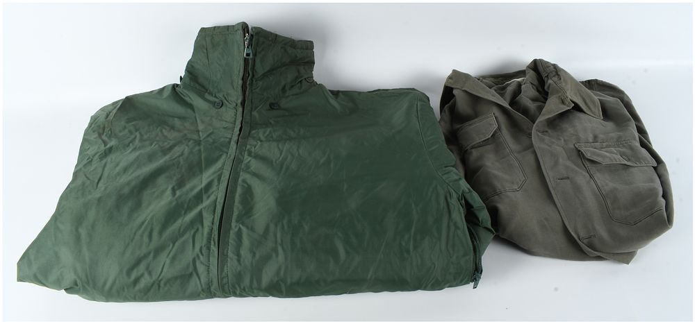 Lot 404: Two West German Cold War Era Uniform Garments Including a Polizei Hessen Quilted Jacket and a Utility Shirt