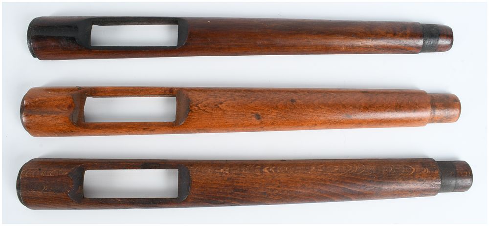 Lot 485: Three Military Rifle Handguards, possibly for Mauser Model 1893 or Krag Patterns