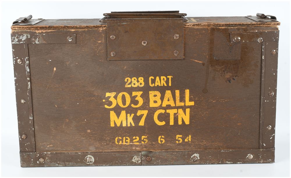 Lot 608: British Military 1954 Dated .303 Ball Mk 7 Ammunition Transit Chest