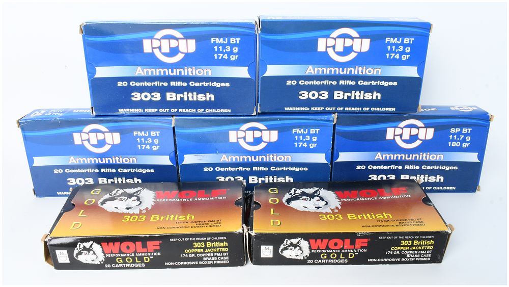 Lot 610: A Lot of 140 Rounds of Prvi Partizan and Wolf Gold .303 British Ammunition