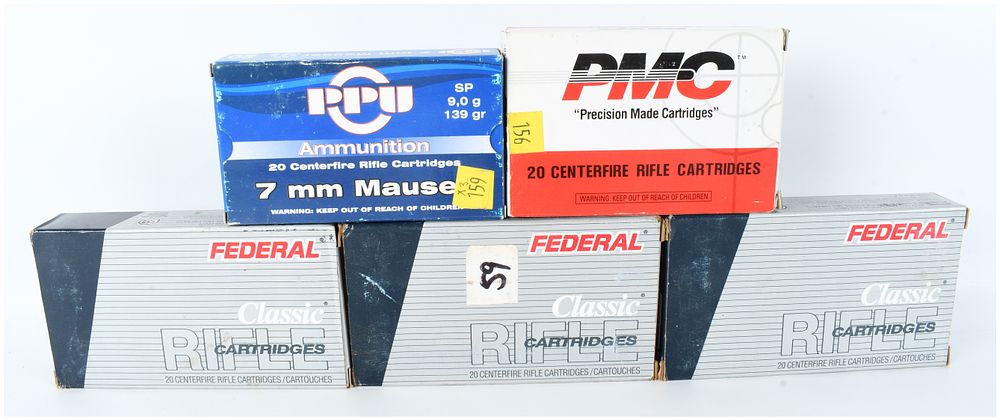 Lot 625: A Lot of 97 Rounds of 7mm Mauser Centerfire Rifle Ammunition