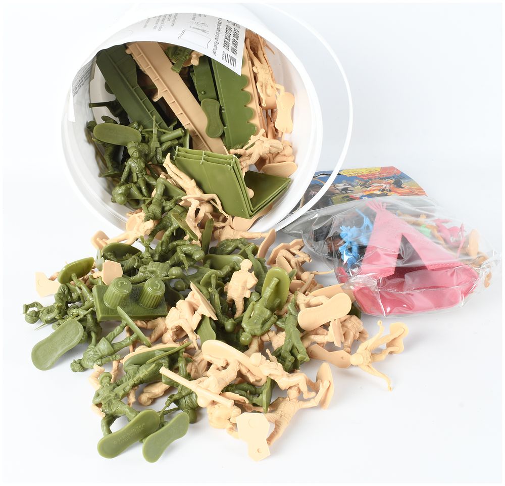 Lot 653: A Collection of Plastic Toy Figures and Accessories by BMC Toys and Hing Fat