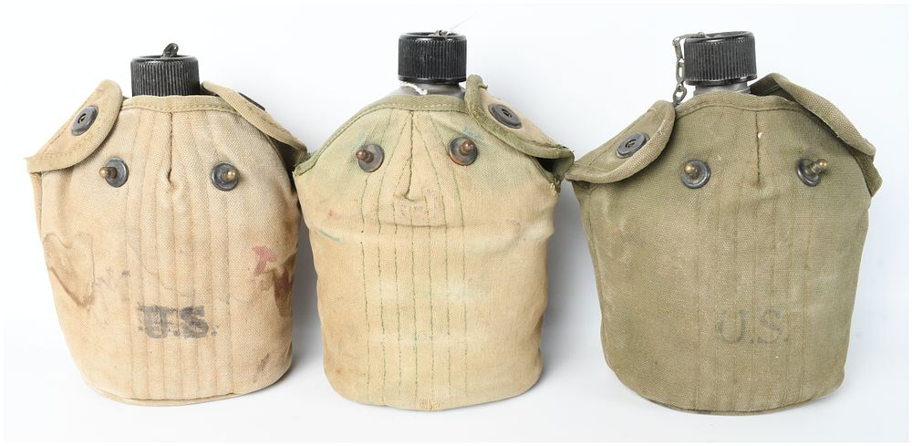 Lot 668: A Trio of U.S. Military M1910 Pattern Canteens and Canvas Covers