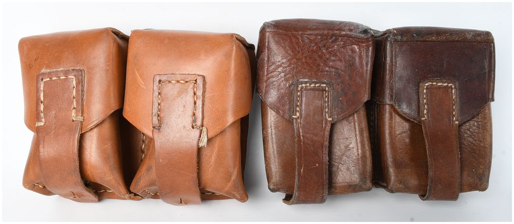 Lot 685: A Pair of Leather Double Ammunition Pouches for Mauser Stripper Clips