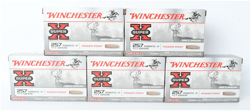 Lot 13: Winchester Super-X .257 Roberts +P 117 Grain Power-Point Rifle Ammunition 100 Rounds