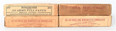 A Lot of 80 Winchester and Remington .30-40 Krag and .30 Army Ammunition Items with 20 Live 