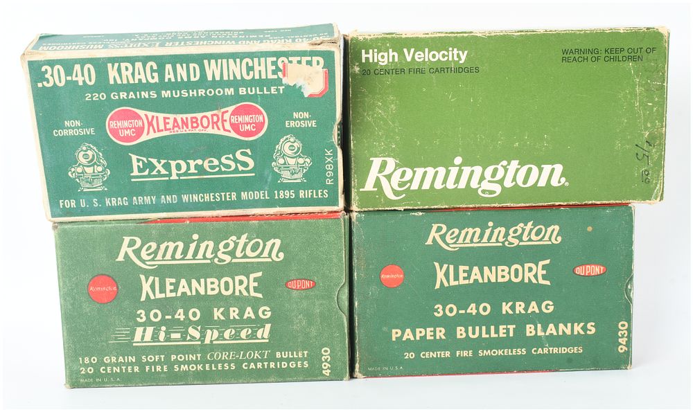 Lot 46: A Lot of Four Boxes of Remington .30-40 Krag Centerfire Rifle Ammunition