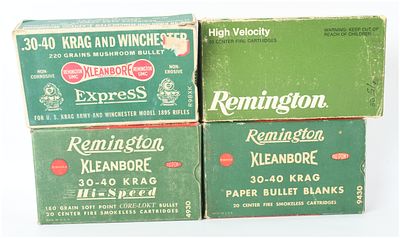 A Lot of Four Boxes of Remington .30-40 Krag Centerfire Rifle Ammunition. This lot comprises 