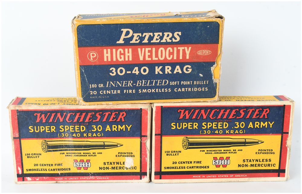 Lot 76: A Lot of 57 Rounds of Winchester and Peters .30-40 Krag Ammunition