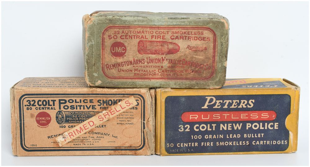 Lot 94: A Lot of 100 Rounds and 50 Primed Shells Remington and Peters .32 Caliber Ammunition