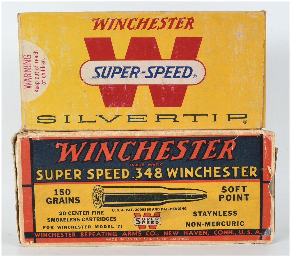 Lot 136: A Lot of 27 Winchester .348 Winchester Ammunition Cartridges and Casings