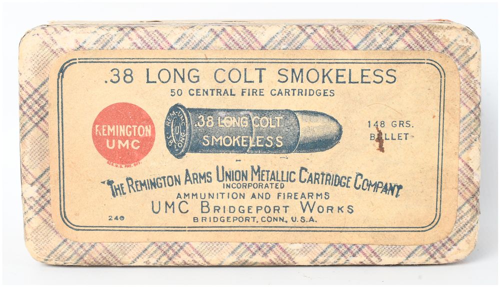 Lot 268: Remington-UMC .38 Long Colt Smokeless Ammunition Lot of 50 Rounds
