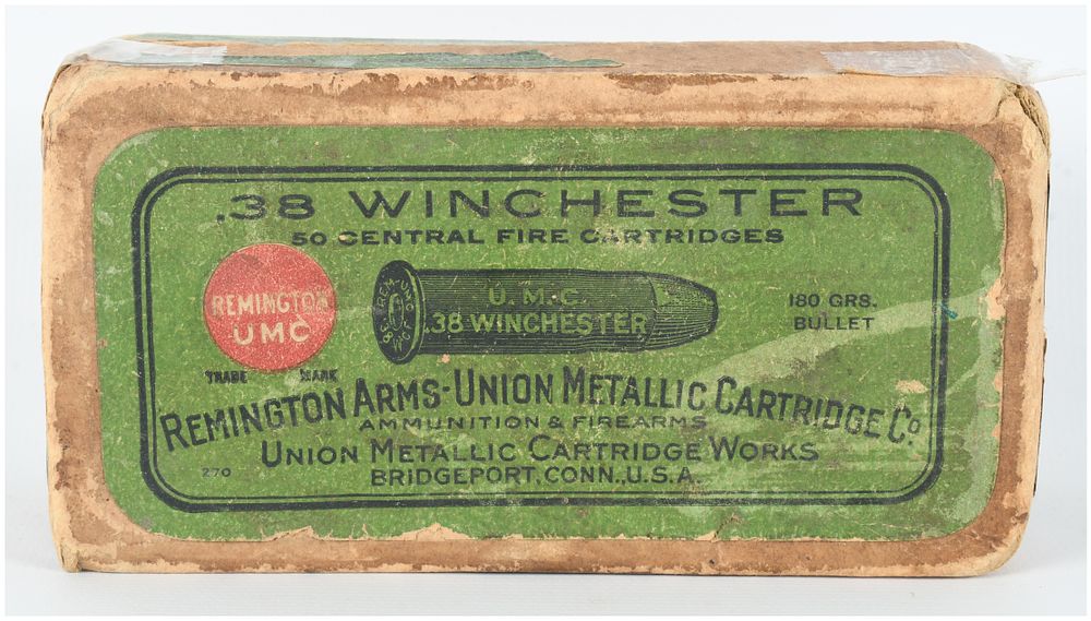 Lot 298: A Lot of 50 Remington Arms-Union Metallic Cartridge Co. .38 Winchester Black Powder Cartridges