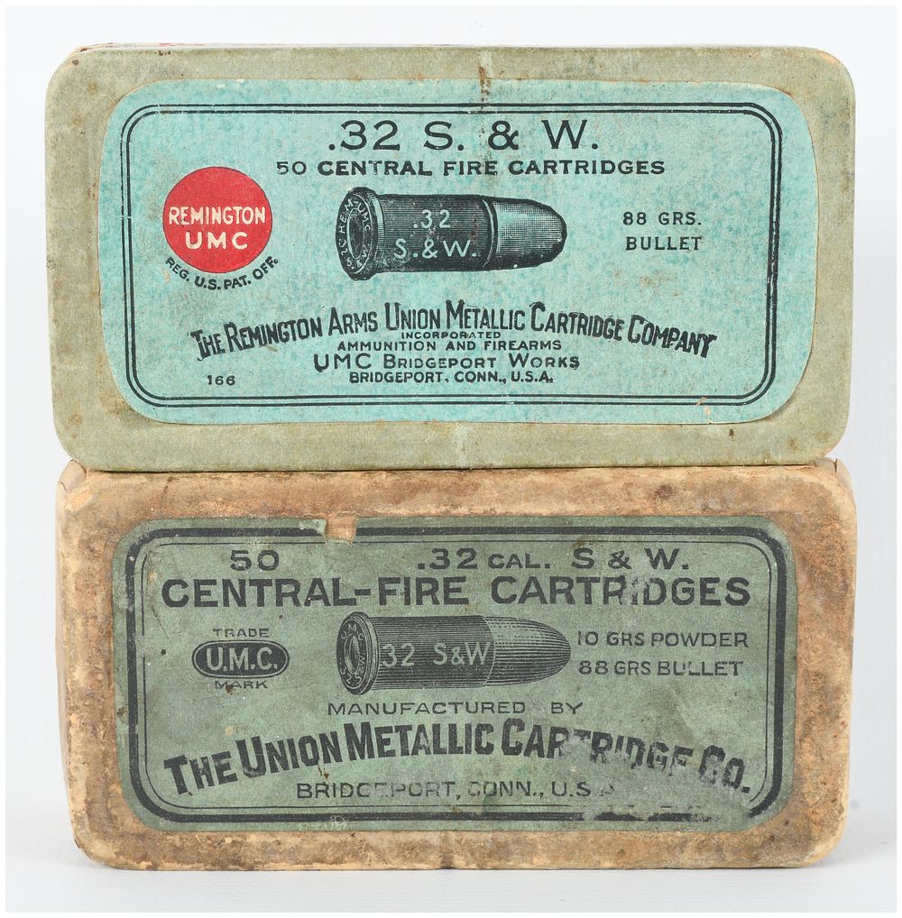 Lot 304: Remington-UMC and UMC .32 S&W Ammunition 100 Rounds Antique