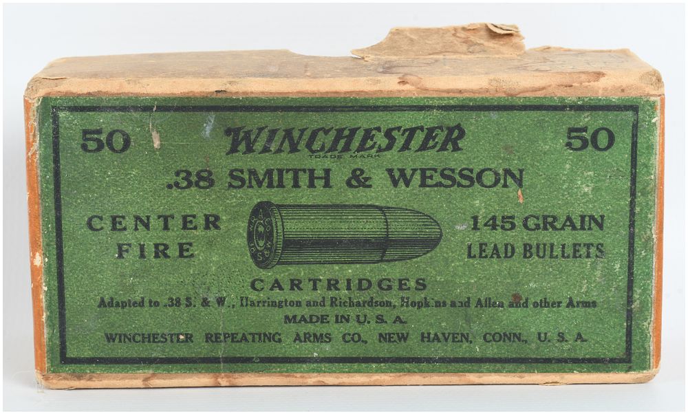 Lot 328: A Lot of 50 Winchester .38 Smith & Wesson Centerfire Cartridges