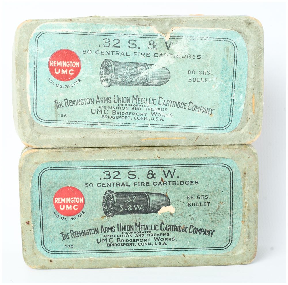 Lot 334: A Lot of 100 Rounds of Remington Arms Union Metallic Cartridge Company .32 S. & W. Ammunition