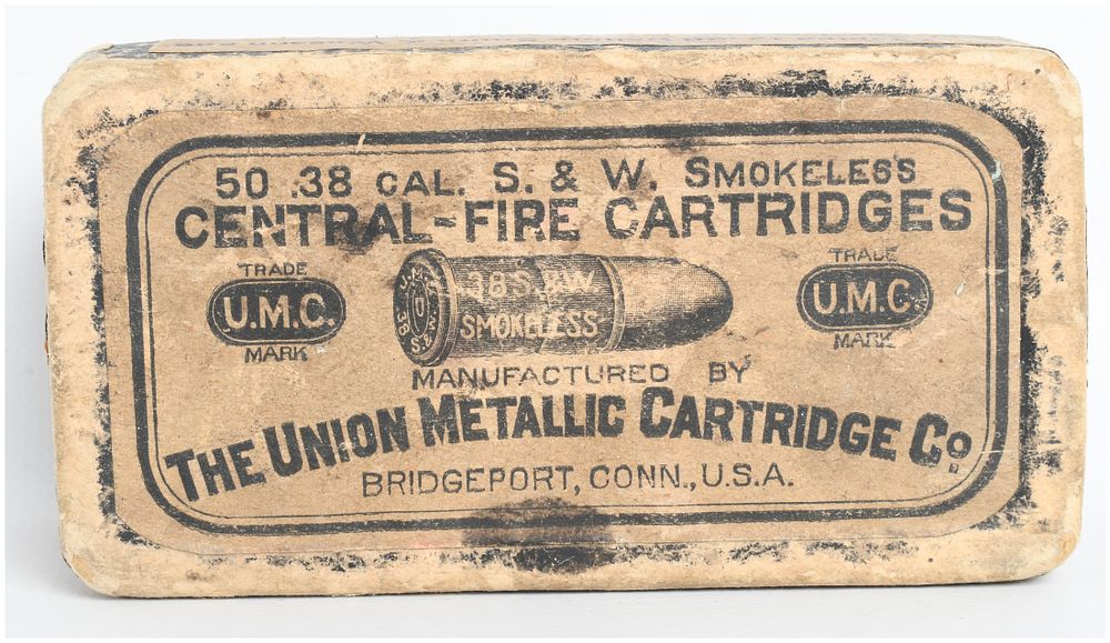 Lot 358: A Lot of 50 Rounds Union Metallic Cartridge Co. Smokeless Centerfire Cartridges .38 Smith & Wesson
