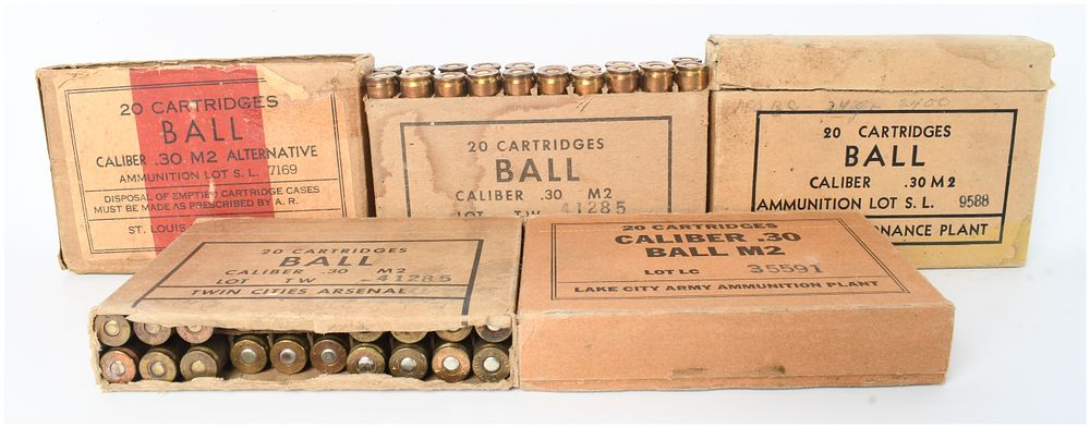 Lot 376: A Lot of 100 Rounds of US Government Arsenals .30-06 Springfield M2 Ball Ammunition