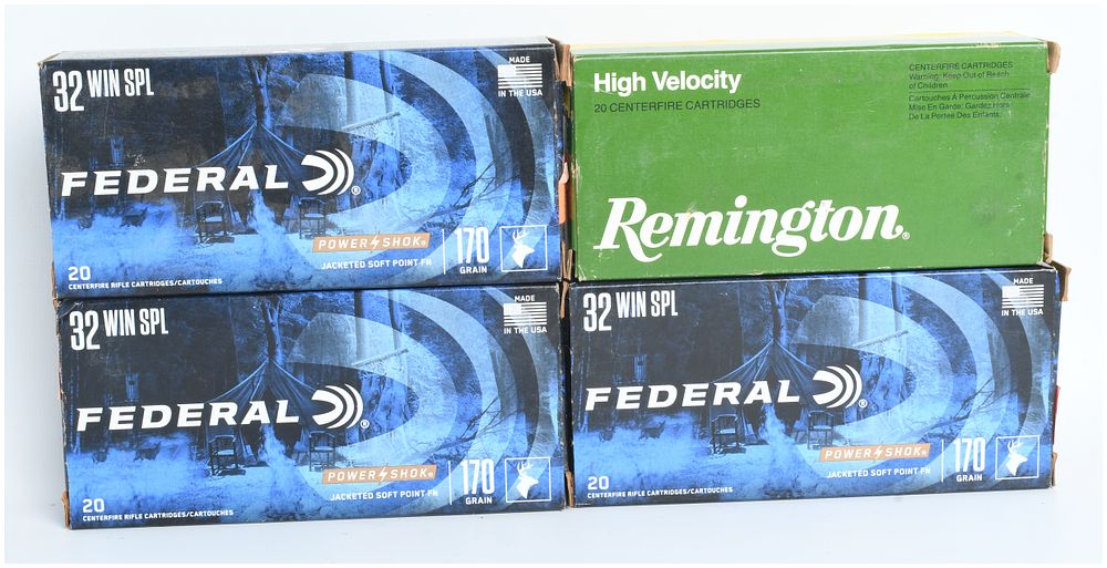 Lot 391: A Lot of 80 Rounds of Federal Power-Shok and Remington High Velocity .32 Winchester Special Centerfire Rifle Ammunition