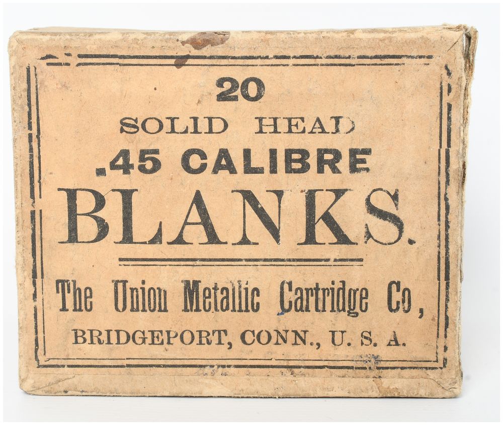Lot 466: A Lot of 16 The Union Metallic Cartridge Co. Solid Head Blank Ammunition .45 Caliber Antique