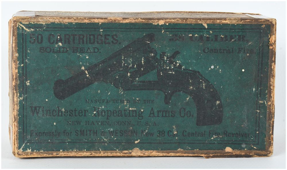 Lot 544: A Lot of 50 Winchester .38 S&W Caliber Central Fire Cartridges Antique