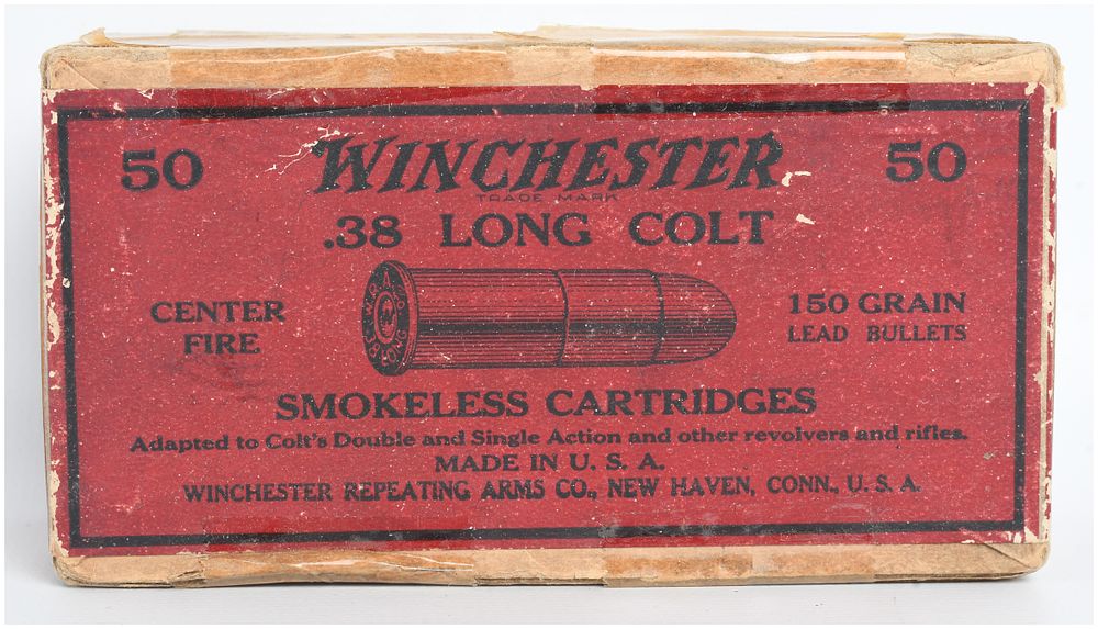Lot 568: Winchester .38 Long Colt Smokeless Center Fire Cartridges 50 Rounds