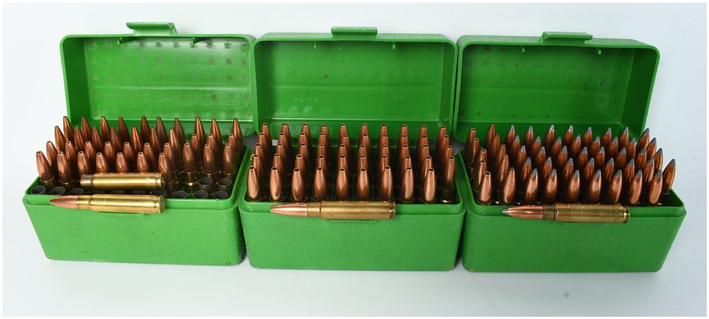 Lot 595: A Lot of 138 Rounds of 7mm TC/U Ammunition and 13 Empty Brass Casings