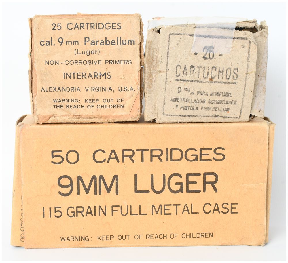 Lot 598: A Lot of 128 Rounds of 9mm Luger and Parabellum Ammunition