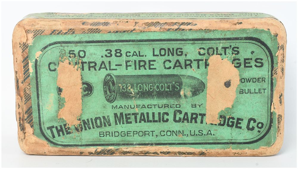 Lot 1003: Union Metallic Cartridge Co. .38 Long Colt Central-Fire Cartridges 50 Rounds Antique
