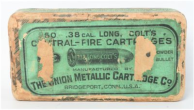 Union Metallic Cartridge Co. .38 Long Colt Central-Fire Cartridges 50 Rounds Antique. This lot 