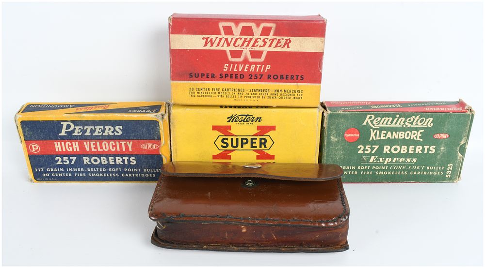 Lot 1105: A Lot of 93 Pieces of Ammunition including 63 Live Rounds and 30 Empty Brass Casings primarily .257 Roberts