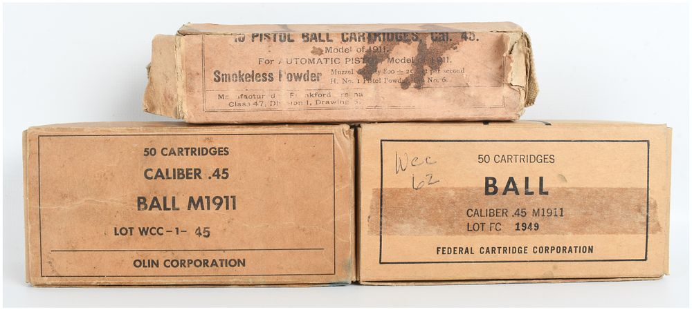 Lot 1153: A Lot of 118 Rounds of Frankford Arsenal Olin and Federal .45 ACP M1911 Ball Ammunition