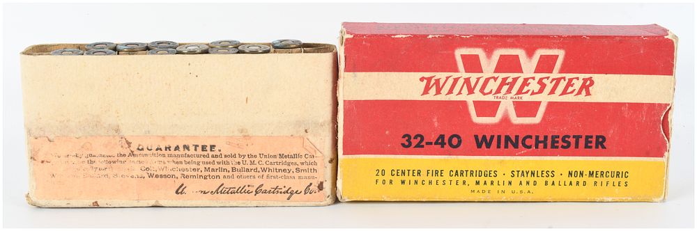 Lot 1255: Winchester and Union Metallic Cartridge Co. .32-40 Center Fire Ammunition