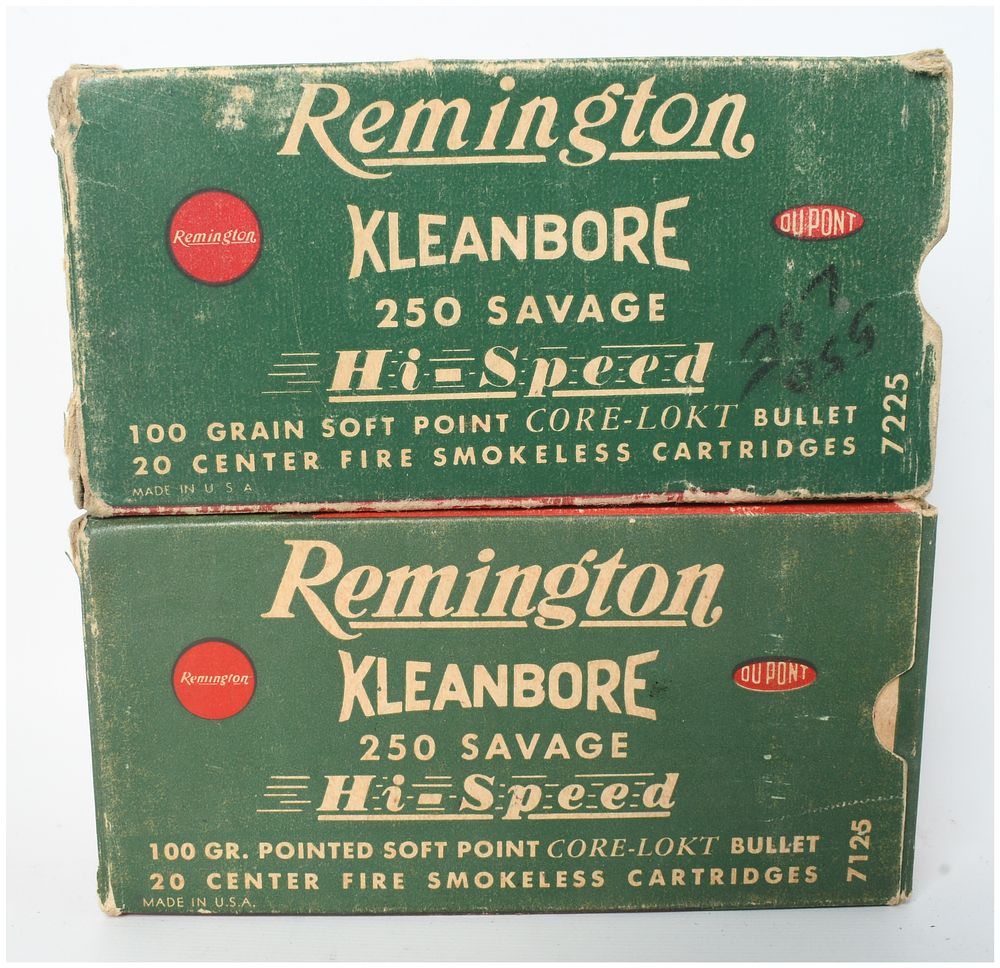 Lot 1270: A Lot of 24 Remington .250 Savage Empty Brass Casings with Vintage Boxes