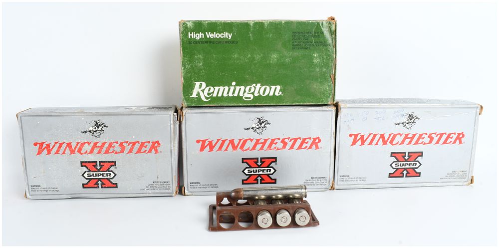 Lot 1360: A Lot of 80 Winchester and Remington .458 Winchester Magnum Cartridges and Empty Brass