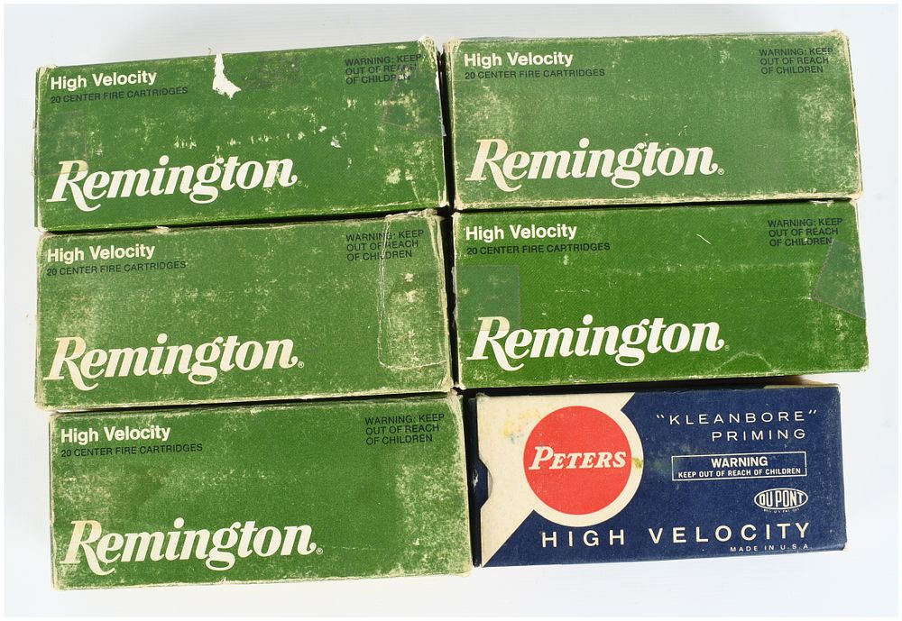Lot 1375: A Lot of 104 Remington and Peters .221 Remington Fireball Ammunition and Brass Casings