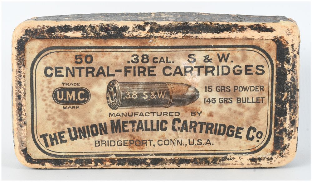 Lot 1423: Union Metallic Cartridge Co. .38 S&W Central-Fire Cartridges A Lot of 50 Rounds Antique