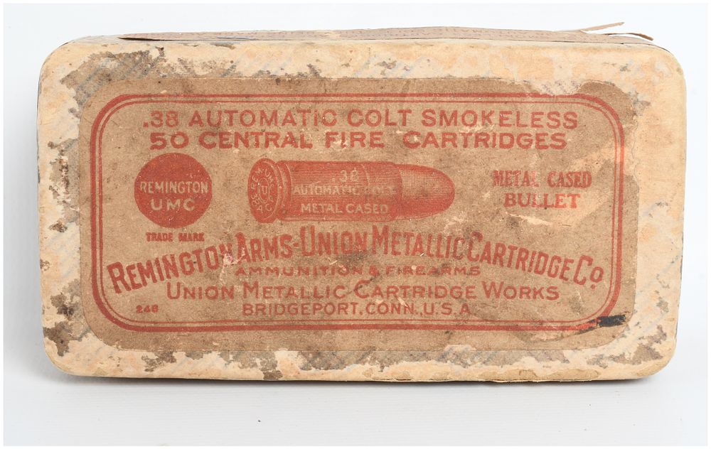 Lot 1483: Remington Arms-Union Metallic Cartridge Co. .38 Automatic Colt Ammunition 50 Rounds
