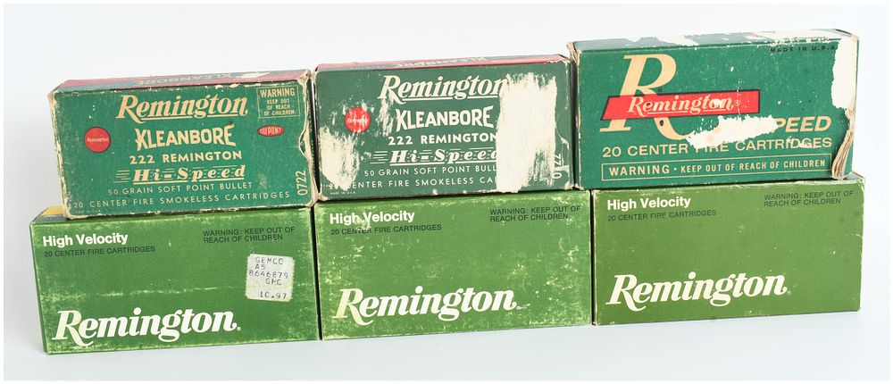 Lot 1498: A Lot of 105 Rounds of Remington .222 Remington Centerfire Ammunition