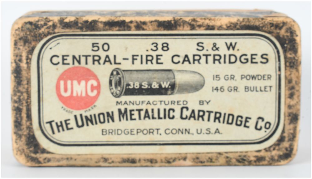 Lot 1543: The Union Metallic Cartridge Co. .38 S. & W. Black Powder Ammunition 50 Rounds Antique