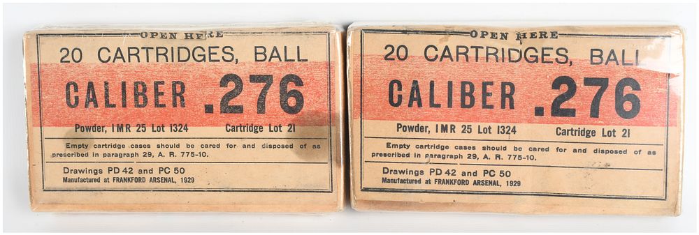 Lot 19: A Lot of 40 Frankford Arsenal .276 Pedersen Ball Ammunition 1929