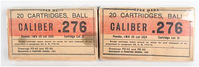 A Lot of 40 Frankford Arsenal .276 Pedersen Ball Ammunition 1929. This lot consists of 40 rounds 