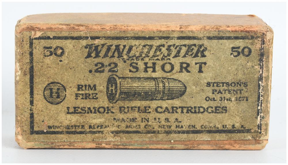 Lot 100: Winchester .22 Short Rimfire Ammunition 50 Rounds 1920
