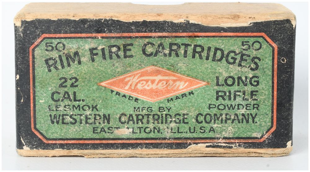 Lot 190: Western Cartridge Company 22 Long Rifle Lesmok Rimfire Ammunition 50 Rounds