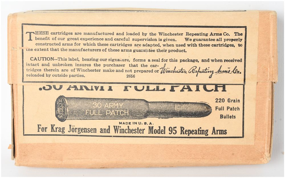 Lot 199: Winchester .30 Army Full Patch Ammunition .30 Army 1930