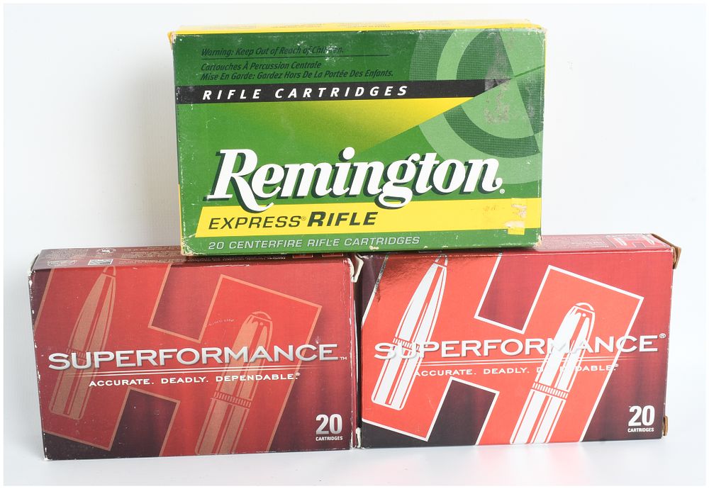 Lot 223: A Lot of 60 Rounds of Remington Express and Hornady Superformance .35 Whelen Centerfire Rifle Ammunition